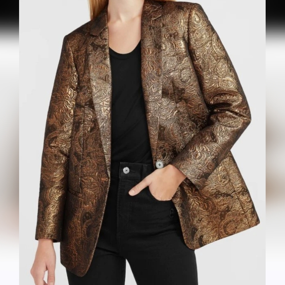 Express Oversized Metallic Brocade Blazer